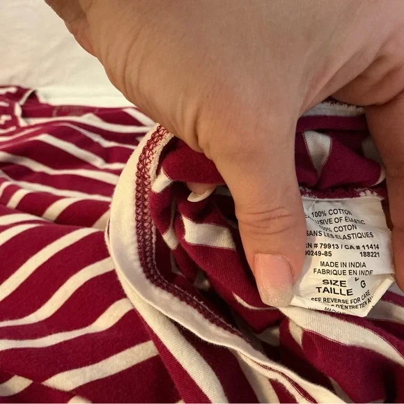 Motherhood Maternity Crimson and Ivory Striped Maternity Shirt - Picture 7 of 7